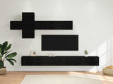 TV Cabinet Set Wall-mounted 7 pcs Black Oak Engineered Wood 3438606
