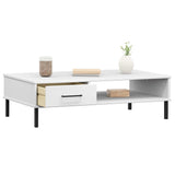 Coffee Table with Metal Legs White Solid Wood Pine OSLO 351038