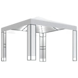 Gazebo with Double Roof&LED String Lights 3x3 m White 3070302
