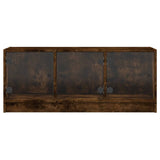 TV Cabinet with Glass Doors Smoked Oak 102x37x42 cm 836410