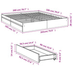 Bed Frame with Drawers without Mattress Smoked Oak 180x200 cm Super King 3280640