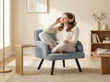 Lounge Chair Velvet Upholstered Armchair with Spring Cushion for Living Room Bedroom Grey T3398P553452