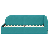 Corner Bed Frame with Headboard Turquoise 90 x 190 cm Velvet 42016644
