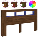 LED Headboard Brown Oak 180x18.5x103.5 cm Engineered Wood 837364