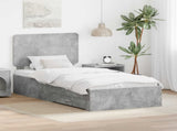 Bed Frame with Drawer Concrete Grey 90 x 200 cm Engineered Wood 3412831