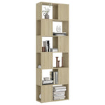 Book Cabinet Room Divider Sonoma Oak 60x24x186 cm Engineered Wood 809101
