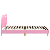 Children's Bed Frame with Headboard Pink 90 x 190 cm Fabric 42011222