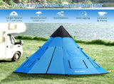 6 Men Tipi Tent with Carry Bag - Blue T3398P348695