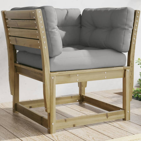 Garden Sofa Armrest with Cushions Impregnated Wood Pine 844698