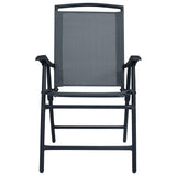 Chair Set of 2 Grey Textilene Medium Foldable Chair 47922