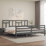 Bed Frame without Mattress Grey 200x200 cm Solid Wood 3194983