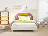 Children's Bed Frame with Headboard Cream 80 x 160 cm Velvet 42011006