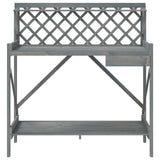 Potting Bench with Trellis Grey Solid Wood Fir 368430