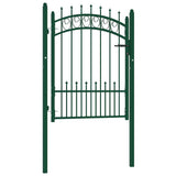 Fence Gate EMMEN with Spikes Steel 104x109.5 cm Green 146384