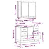 2 Piece Bathroom Furniture Set Smoked Oak Engineered Wood 3300902