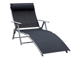 Sun Lounger Steel Frame Outdoor Folding Chaise Texteline Lounge Chair Recliner with Headrest & 7 T3398P318569