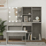 Dressing Table Set with LED Concrete Grey Engineered Wood 3114102