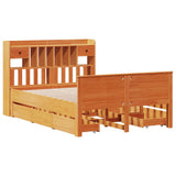 Bookcase Bed without Mattress Wax Brown 150x200 cm King Solid Wood Pine 3308920