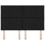 ZNTS LED Headboard Diamond Blocks Design Black 144 cm Fabric 3338516
