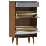 Shoe Cabinet MOLDE Brown 59,5x35x103 cm Solid Wood Pine 350525