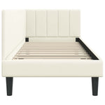 Corner Bed Frame with Headboard Cream 80 x 200 cm Velvet 42016335
