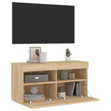 TV Wall Cabinet with LED Lights Sonoma Oak 80x30x40 cm 837201
