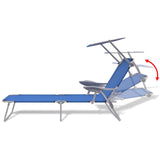 Sun Lounger with Canopy Steel Blue 42931