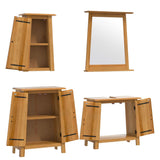 4 Piece Bathroom Furniture Set Solid Wood Pine 3223463