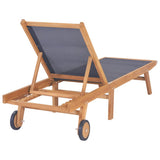 Folding Sun Loungers with Wheels 2 pcs Solid Teak and Textilene 3073000