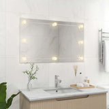 Wall Frameless Mirror with LED Lights Rectangular Glass 3078645