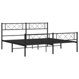 Metal Bed Frame without Mattress with Footboard Black 180x200cm 372299