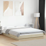 Bed Frame with LED Lights without Mattress Sonoma Oak 140x190cm 3281128