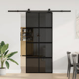 Sliding Door with Hardware Set 90x205 cm Tempered Glass and Aluminium 3333023