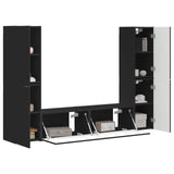 TV Cabinet Set 6 pcs Black Engineered Wood 3409106