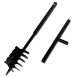 Ground Drill with Handle Auger Bit 180 mm Three Spirals Steel Black 141027