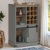 Wine Cabinet HALDEN with Wine Racks and Sliding Door Grey Pine 4018447