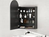 Arched Bathroom Mirror Cabinet with Adjustable Glass Shelves - Black T3398P423545