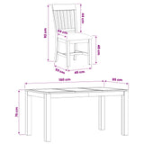 Dining Set 7 pcs Black Solid Oak Wood 3430370