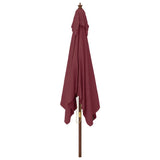 Garden Parasol with Wooden Pole Bordeaux Red 300x300x273 cm 363195