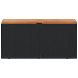 Garden Storage Box Black 110x50x54 cm Poly Rattan Acacia Wood 365955