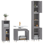 ZNTS 3 Piece Bathroom Cabinet Set Grey Sonoma Engineered Wood 3187787