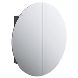 Bathroom Cabinet with Round Mirror&LED Black 54x54x17.5 cm 345588