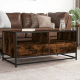 Coffee Table Smoked Oak 100x50x45 cm Engineered Wood and Metal 848786