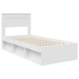 Bed Frame with Headboard White 100 x 200 cm Solid Pine Wood 3409791
