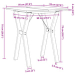 Dining Table Y-Frame 70x70x75 cm Solid Wood Pine and Steel 3282715