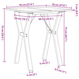 Dining Table Y-Frame 70x70x75 cm Solid Wood Pine and Steel 3282715