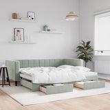 Daybed with Trundle&Drawers without Mattress Light Grey 90x190 cm Single 3196785