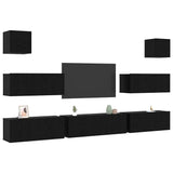 TV Cabinet Set 7 pcs Black oak 100 x 30 x 30 cm Engineered wood 3332572