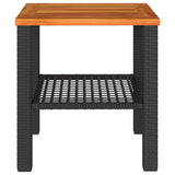 Garden Table Black 40x40x42 cm Poly Rattan Acacia Wood 366263