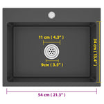 ZNTS Handmade Kitchen Sink Black Stainless Steel 51513